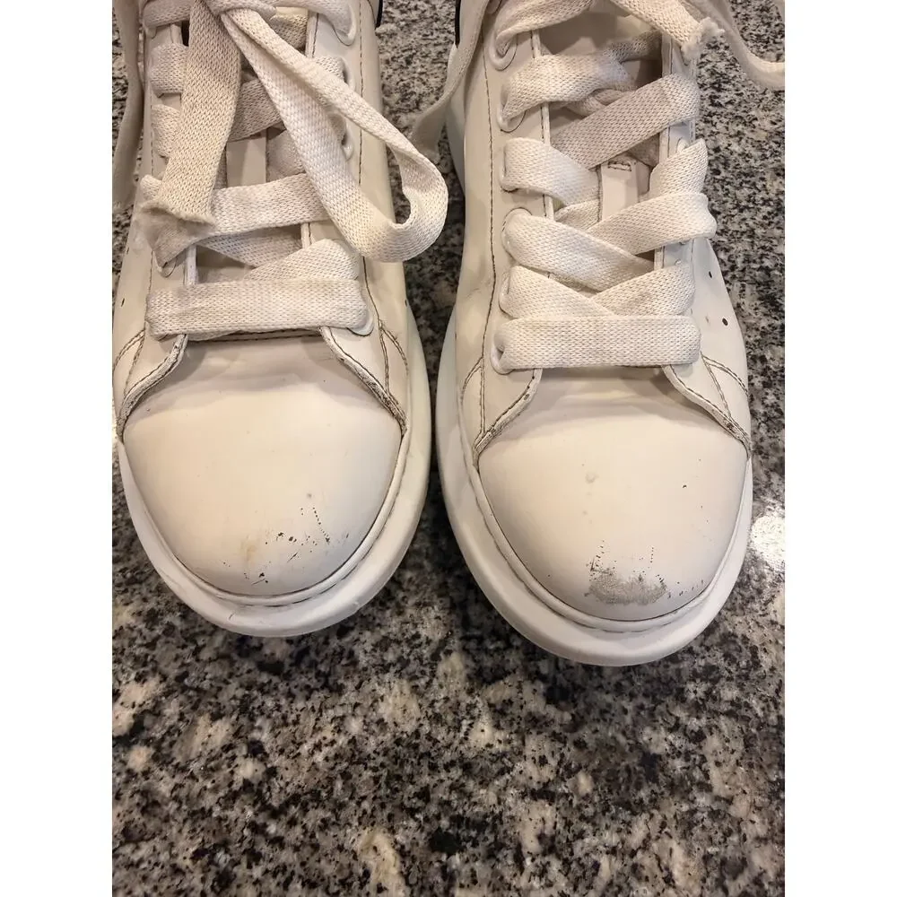 Alexander McQueen White/Black Leather Oversized Sneakers